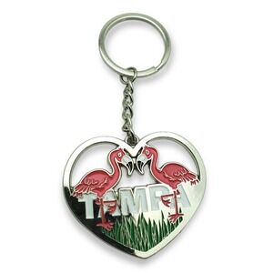 Pink Flamingo Tampa Keychain Key Ring Souvenir Travel Tourist‎ Florida State USA